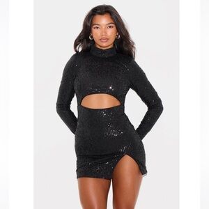 Pretty Little Thing black sequin dress